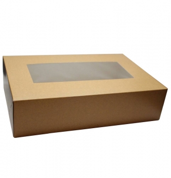 Kuchenverpackung mit Sichtfenster natur gross, für Mehlspeisen, 28x19x7cm